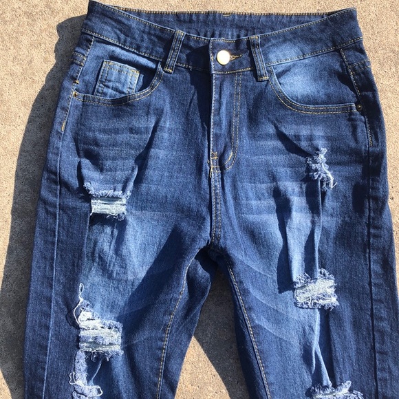 SHEIN Distressed High Rise Stretch Jeans - Picture 3 of 6